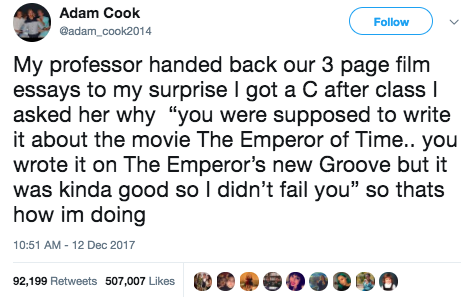 This guy, who wrote about The Emperor's New Groove instead of The Emperor of Time: