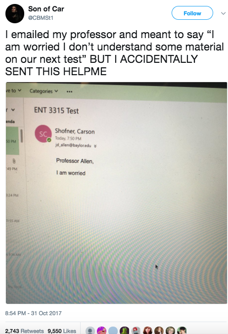 This guy, who accidentally emailed his professor something accurate AF: