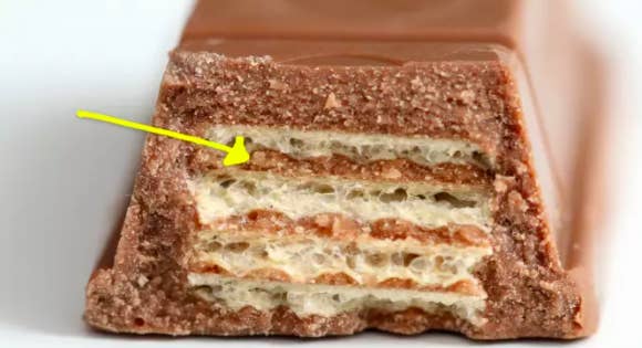 Kit Kats that get damaged during production are crunched up into a Kit Kat paste and given a second life as the inside of future Kit Kats.Learn more: I Just Found Out What's In A Kit Kat Bar And Honestly? It Surprised Me.