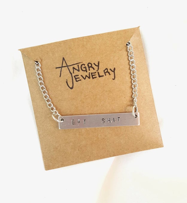 This to-the-point necklace for your friend who has resting bitch face and often says these two words.
