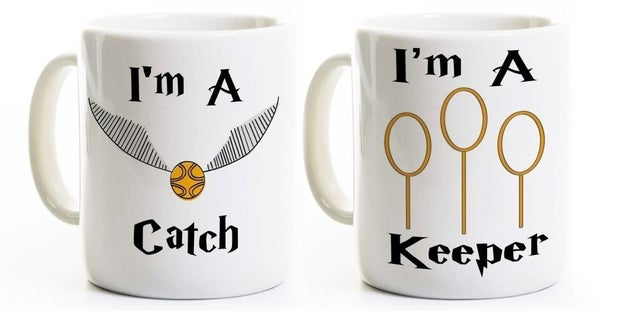A pair of mugs, because the most romantic thing I can think of is watching Harry Potter for at least three days straight.