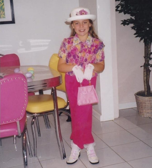 Or maybe your mom thought it would be funny to match you with the kitchen table for Easter.