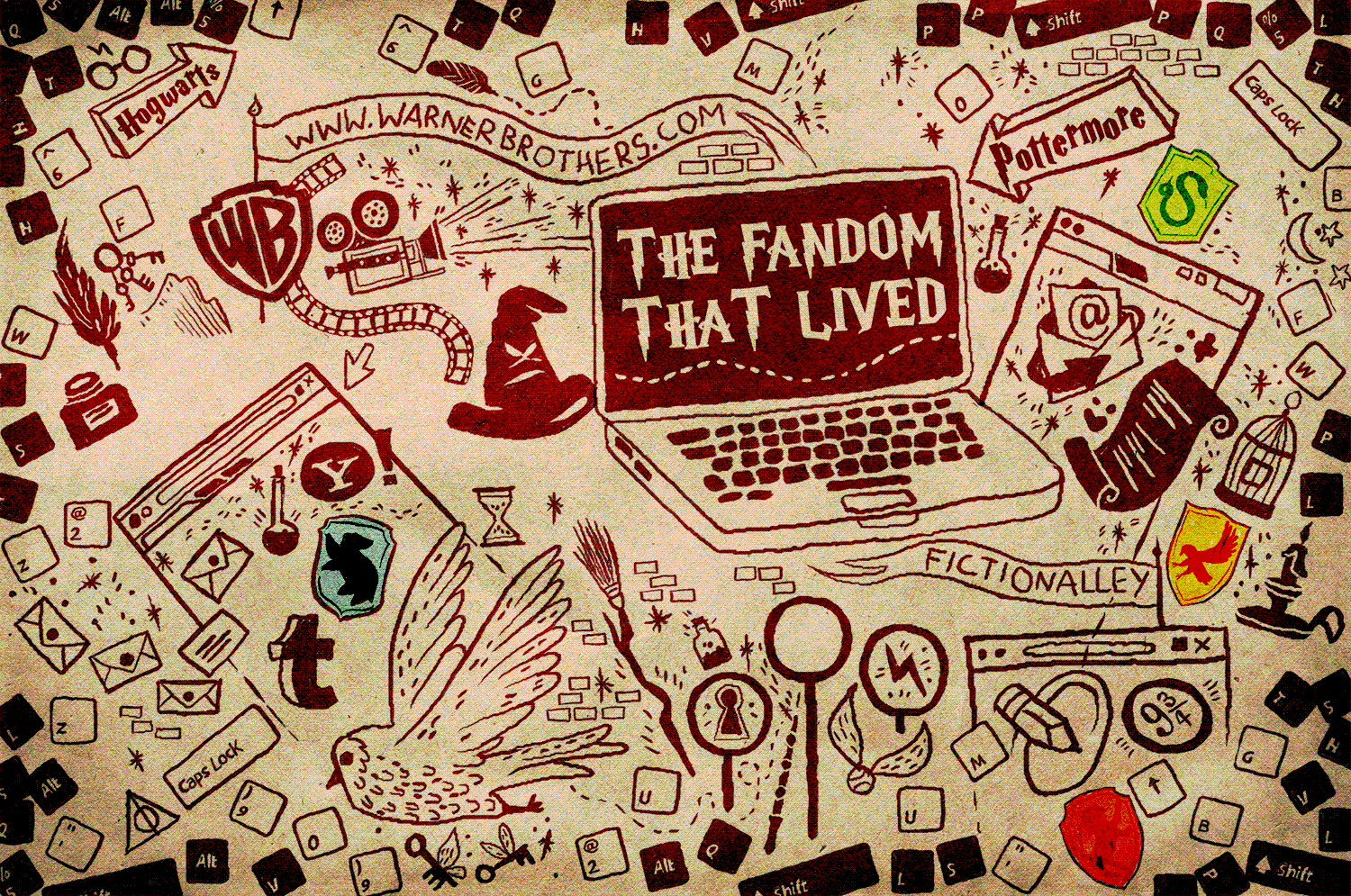 Animated pop culture headers have been some of the most enjoyable pieces to create, because we have so much to work with, and they definitely are some of the artwork that people relate to most. For this piece celebrating years of Harry Potter fandom, Sian Butcher created a beautiful animated header.