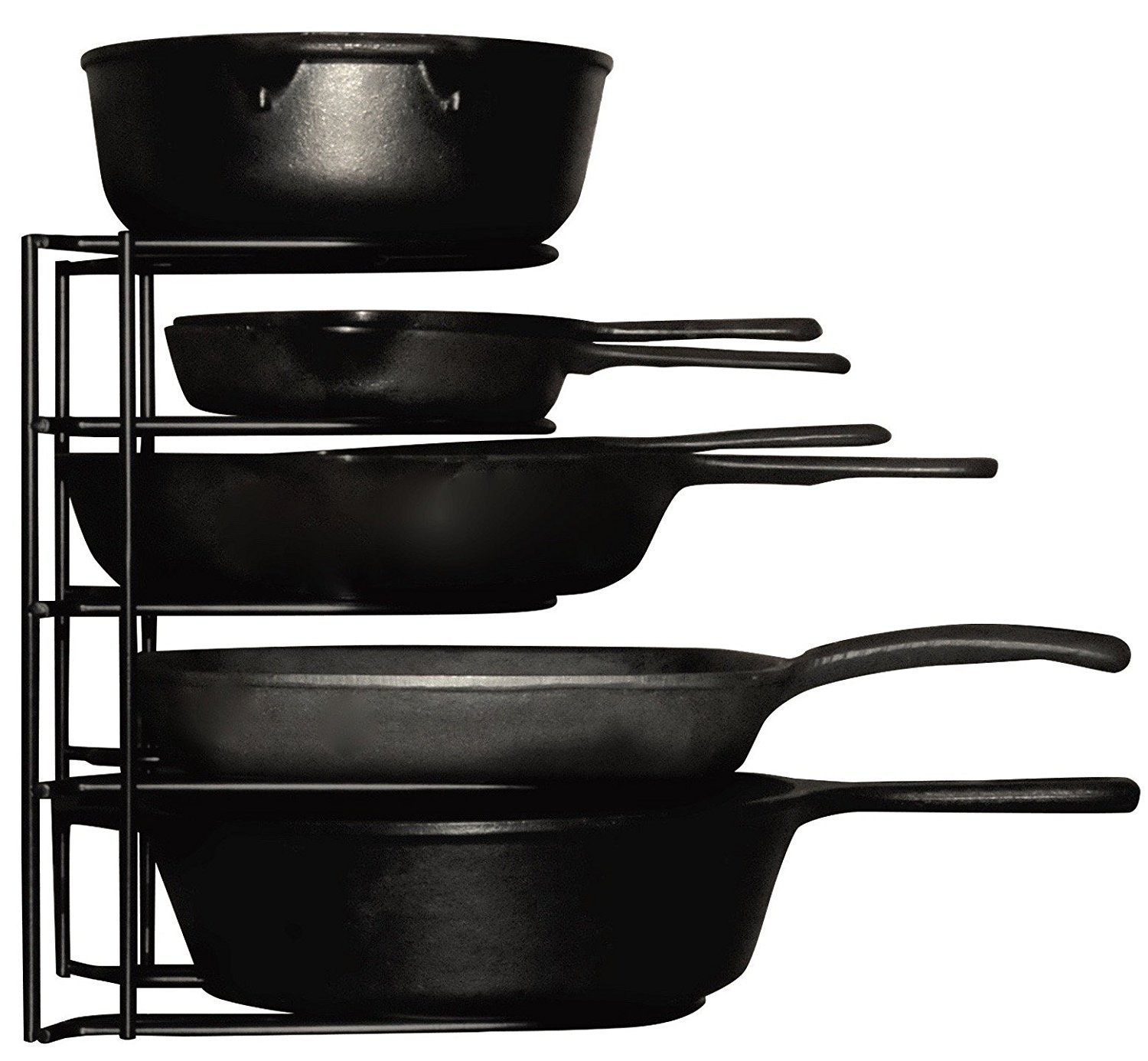 Convenient Storage and Organization 7-Slot Holder Multipurpose Pans Heavy-Duty Stainless-Steel Craftsmanship Cast Iron Skillets Berry Ave Kitchen Lid Rack for Pots 