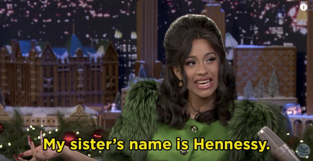 Cardi first mentioned how her younger sister is named Hennessy: