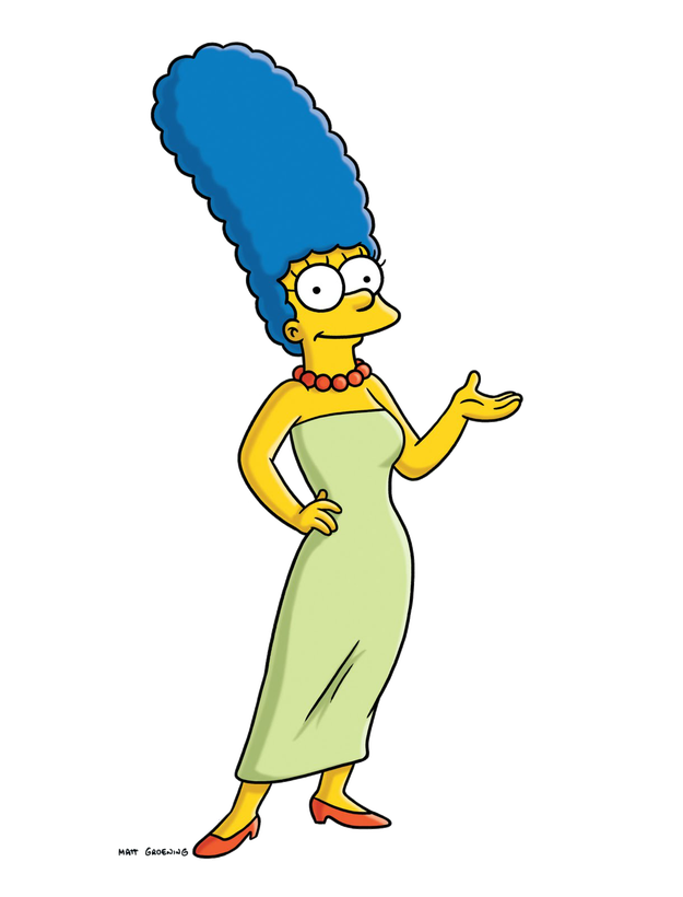 Some women with blue hair: Marge Simpson.