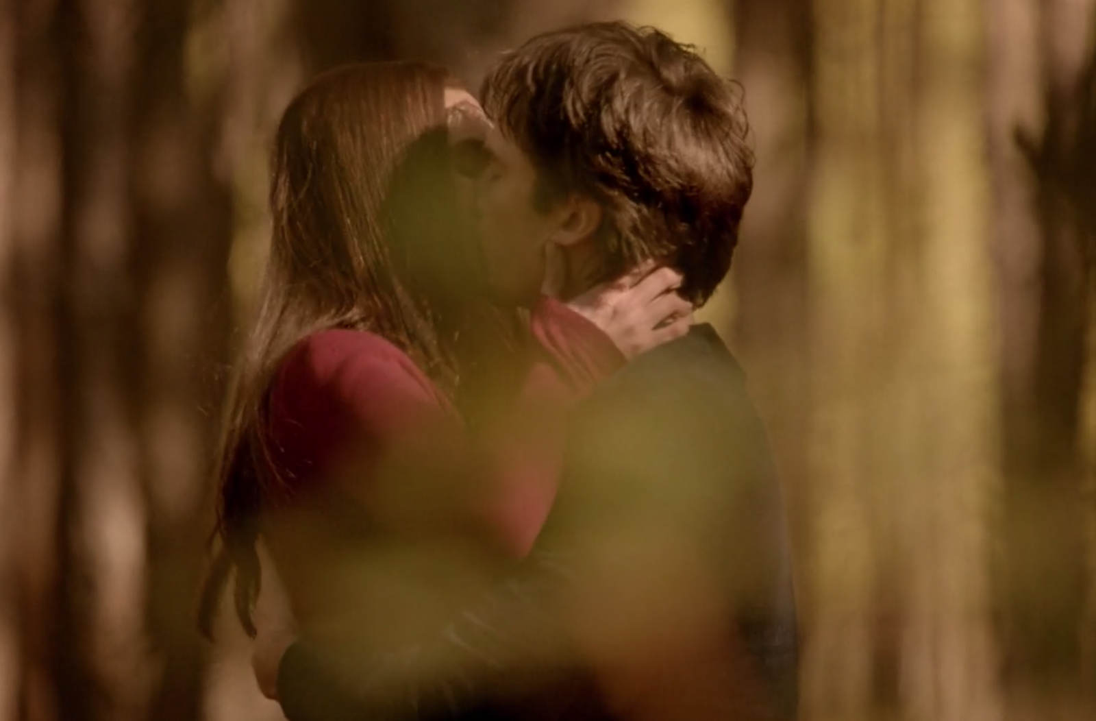 Damon and Elena from The Vampire Diaries. 