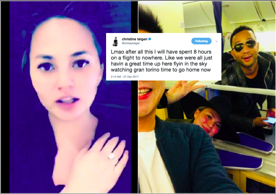 Chrissy Teigen Tweeted About Bizarre 8-Hour Flight Drama From