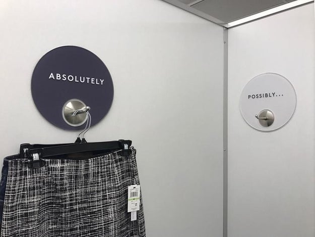 This dressing room offers an easy way to sort what you do and don't want to buy.