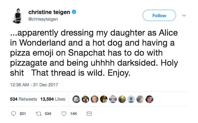 A Conspiracy Theorist Who Believes In The Pizzagate Hoax Came At Chrissy Teigen And She Had None Of It