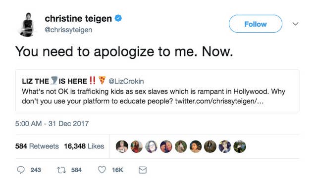 A Conspiracy Theorist Who Believes In The Pizzagate Hoax Came At Chrissy Teigen And She Had None Of It
