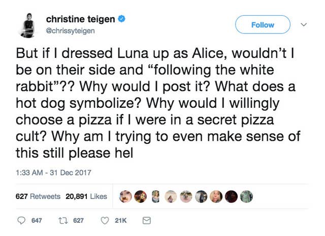 A Conspiracy Theorist Who Believes In The Pizzagate Hoax Came At Chrissy Teigen And She Had None Of It