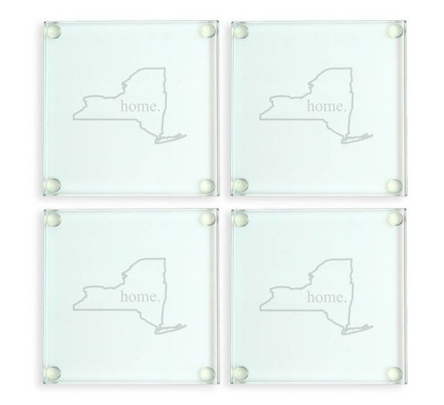 A set of glass coasters etched with your home state, because no matter where you are, you'll always have a little piece of home with you.