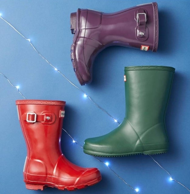 A pair of little Hunter rainboots for the tiny human in your life.