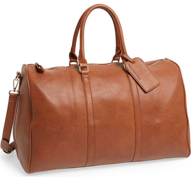 A faux leather duffle bag for all your quick holiday getaways this winter.