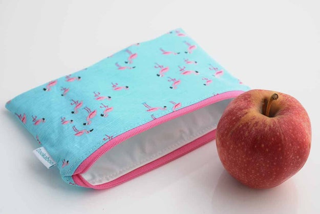A cute, reusable cloth snack bag to bring your favorite foods to work and school.