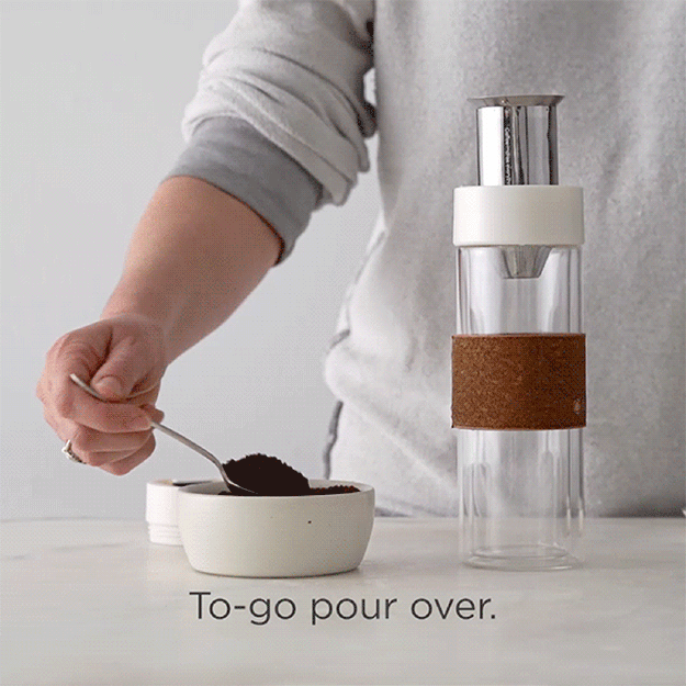 This double-walled glass bottle comes with a stainless steel filter so you can pour coffee grounds and water right in. Get it from Food52 for $39.