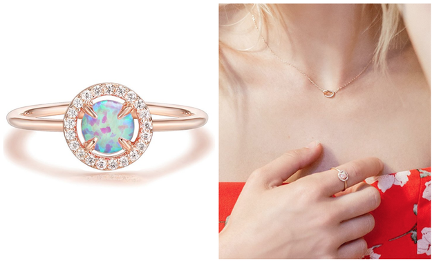 An adjustable opal and rose gold ring that is as affordable as it is cute (and it's SUPER cute).