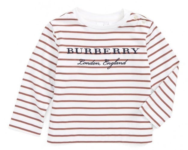 An adorable stripped Burberry shirt, because you're gonna have to start their love affair with designer brands young.