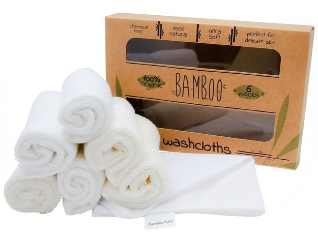 A pack of white washcloths made from Bamboo.