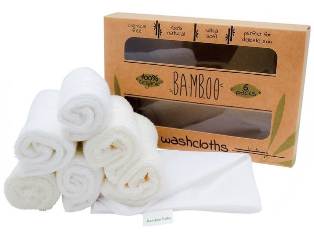 A pack of white washcloths made from Bamboo.
