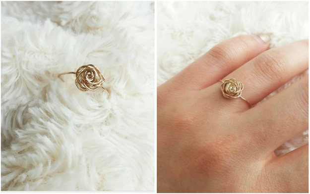 A wire rose ring you can only give someone if you also say, "Will you accept this rose?"