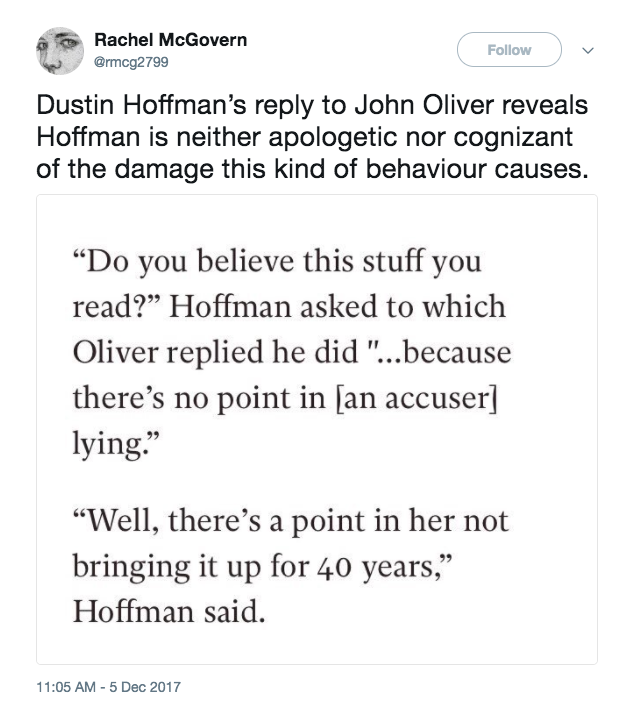 John Oliver Asked Dustin Hoffman About Sexual Harassment Allegations ...