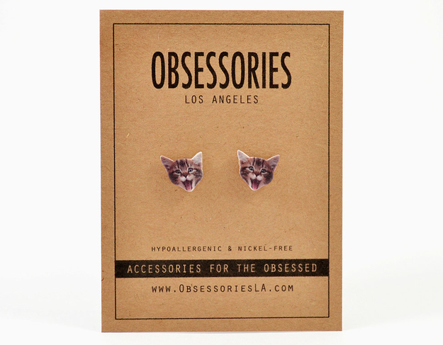 A pair of lil' cat studs the crazy cat person in your life needs right ~meow~.
