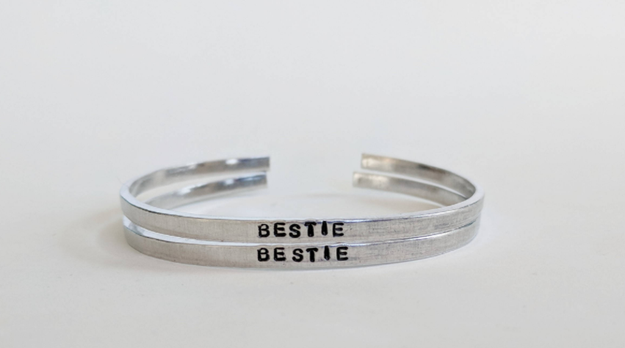 A pair of matching, personalized bracelets you can get for you and your bestie. Or you and your mom! Or sister!