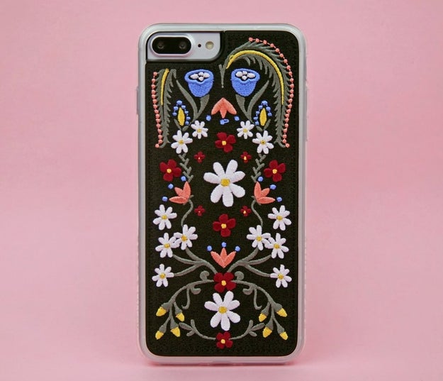 An embroidered phone case to make you almost want to answer your calls to show off its elaborate design.