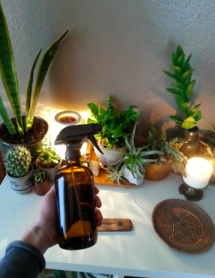 An amber glass spray bottle that will add a classy touch to simple tasks like watering your plants.