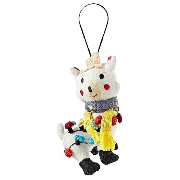Adorn your tree with this sweet holiday alpaca ornament.