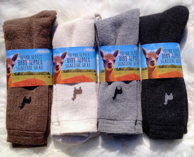 Cuddle up with a hot chocolate while wearing these super soft alpaca socks.