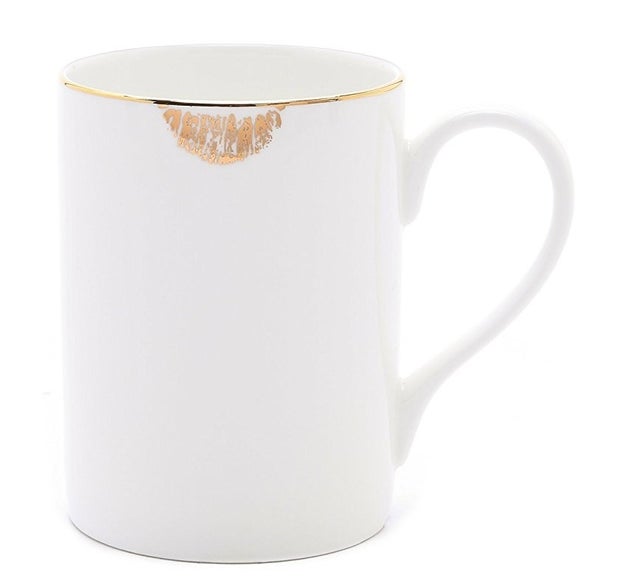 A china mug with a gold lipstick smudge to make your morning coffee more chic than cantankerous.