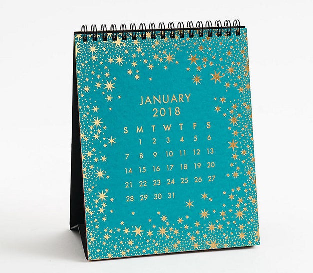 A gold foil mini calendar for a starry future that even the most ordinary desk can't ruin.