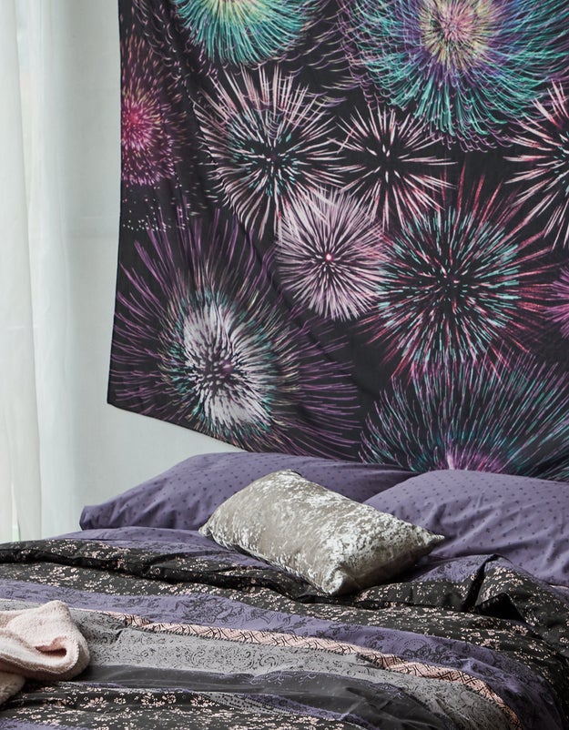 A fireworks tapestry obsessed with Katy Perry. This is perfect for the room trying to achieve a fourth of July aesthetic.