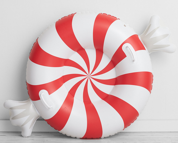 A peppermint twist snow tube that actually might make me dread snow days a little less...