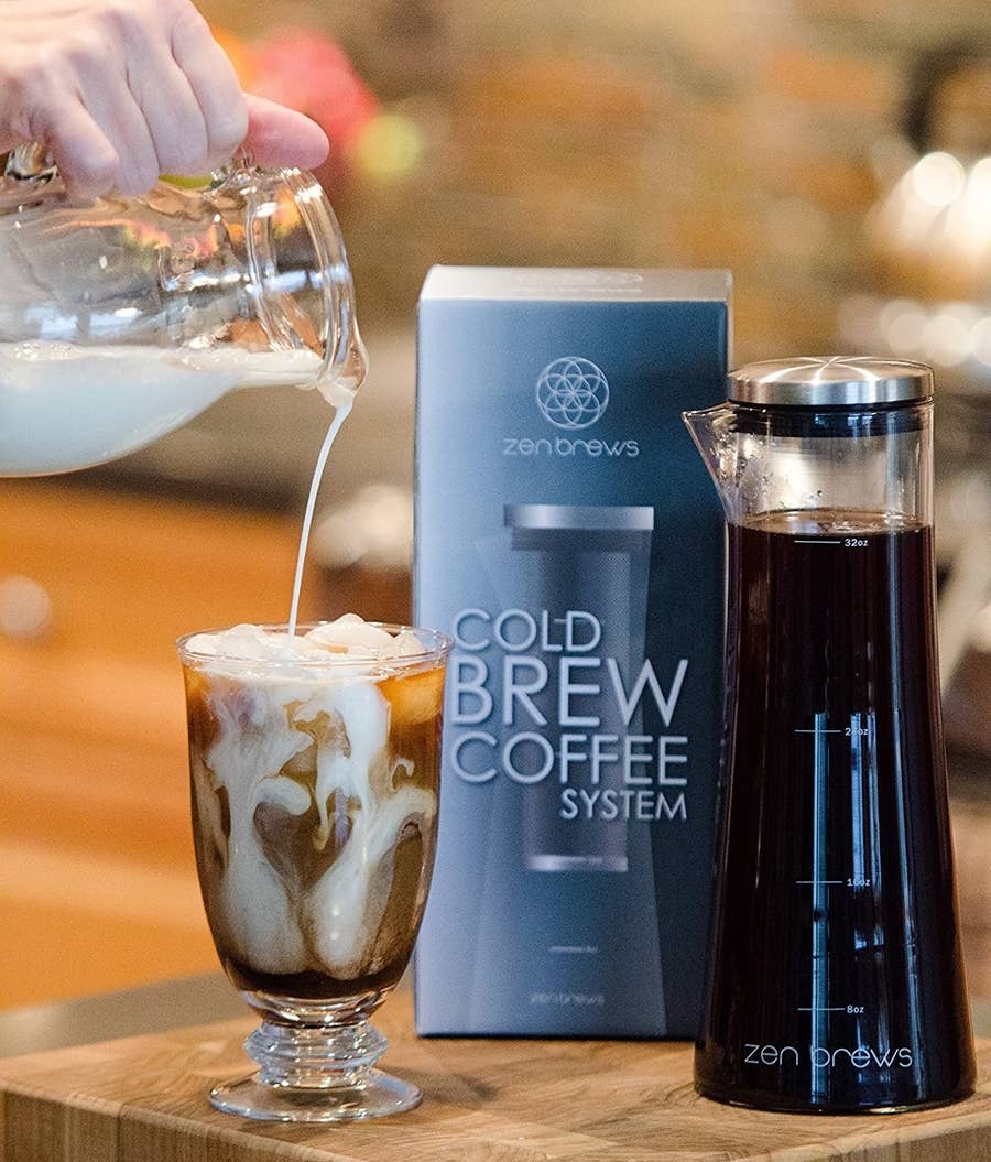  Cold Brew Coffee Gift Set for Coffee Lovers - Coffee Set  including Cold Brew Coffee Maker / Iced Coffee Pitcher and Ground Coffee -  Christmas Gift Basket For Men and Women 