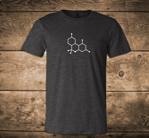 A graphic tee featuring the THC molecule.