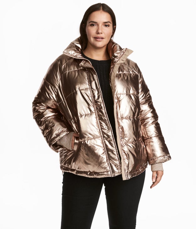 A metallic puffer coat so they'll shine even in the snow.