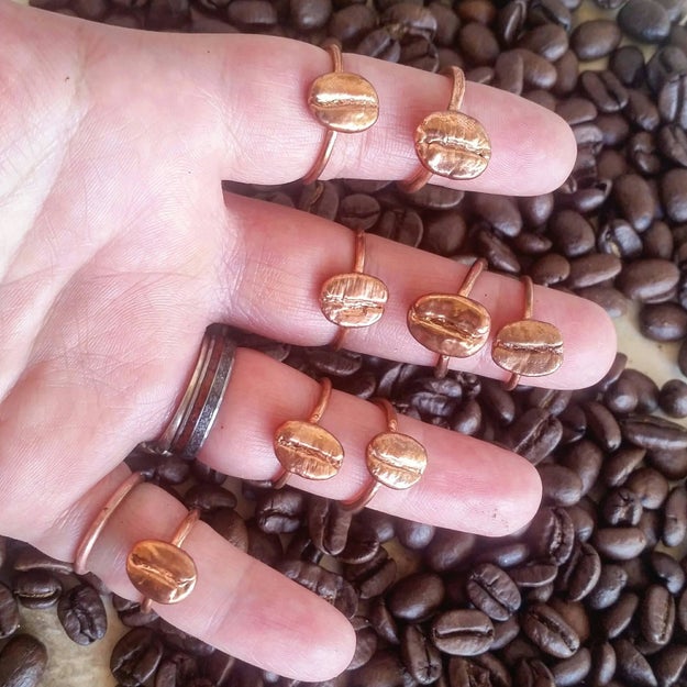 Copper bean rings that'll make your fingers feel overjoyed. They'll have never bean so happy.