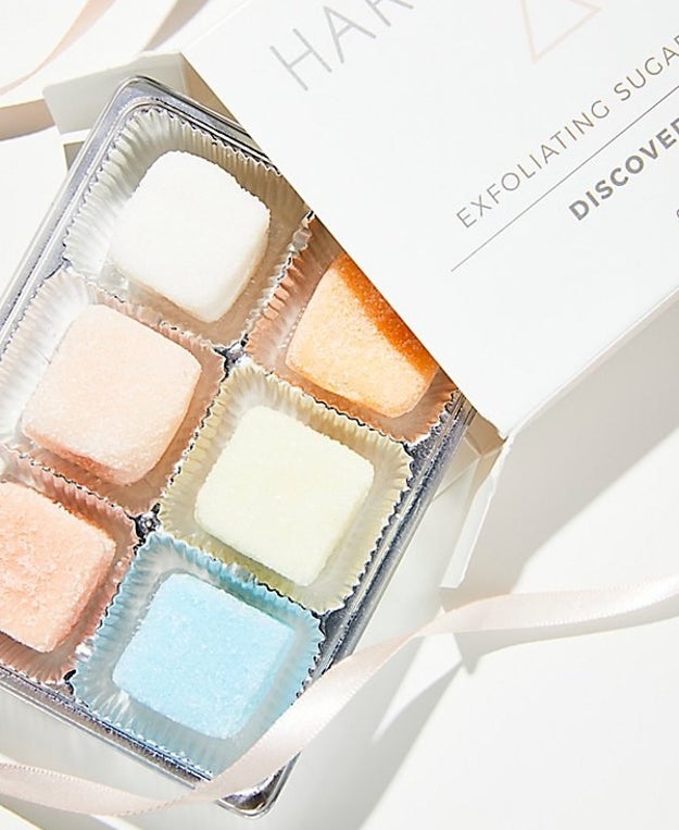 A pack of exfoliating sugar cubes that will be as good to pamper with as they look good to eat.