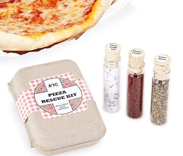 A pizza rescue kit for spicing up dull and boring pizza.