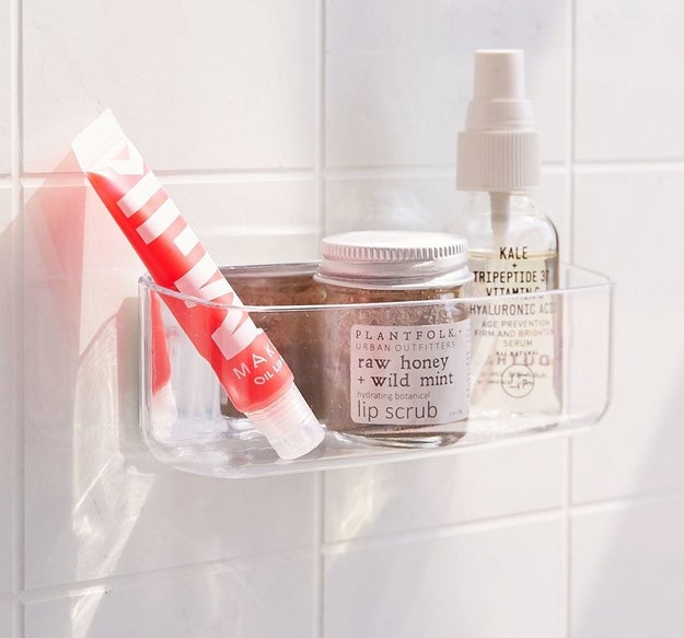 Install a peel-and-stick toiletries shelf if you don't have enough space in the medicine cabinet.