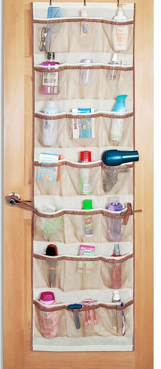 Give every bathroom essential its own place in an over-door organizer.