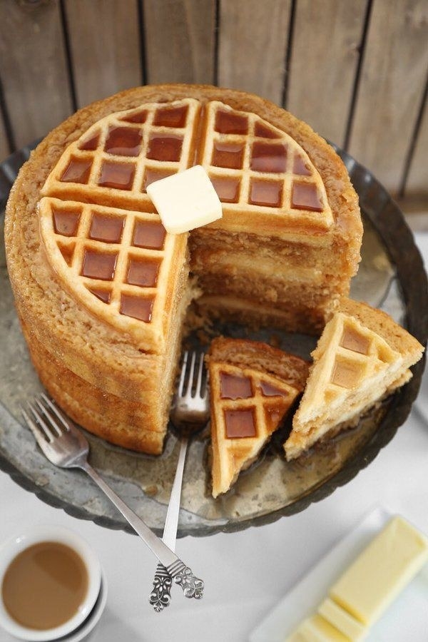 Or you could choose to marvel at the beautiful symmetry of this waffle cake.