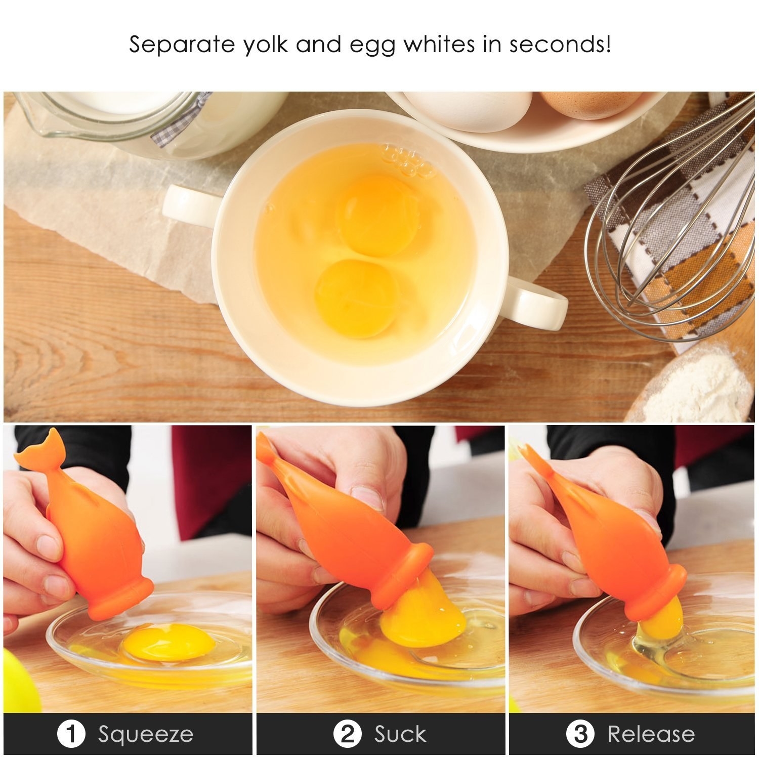DreamJing Egg Yolk White Separator Ceramics Egg White Separator Small Chicken Shape for Home Kitchen Cooking Gadget Egg Sieve 