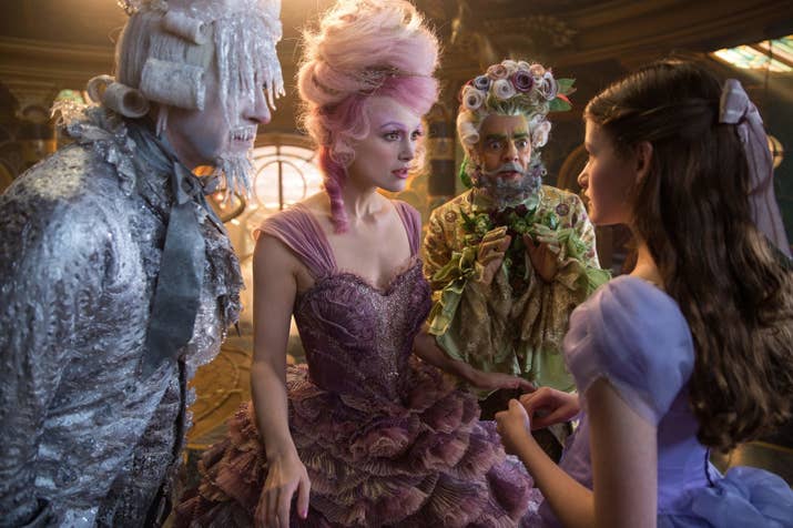 A new and whimsical take on the classic holiday tale, Four Realms follows Clara (Mackenzie Foy), who's just searching for a key — a one-of-a-kind key that will unlock a box that holds a priceless gift from her late mother. Along the way, Clara's pulled into a strange parallel world. She meets a soldier named Phillip (Jayden Fowora-Knight) and a gang of mice and the regents who preside over three realms: Land of Snowflakes, Land of Flowers, and Land of Sweets. To retrieve Clara’s key, she and Phillip must brave the ominous Fourth Realm, home to the tyrant Mother Ginger (Helen Mirren).