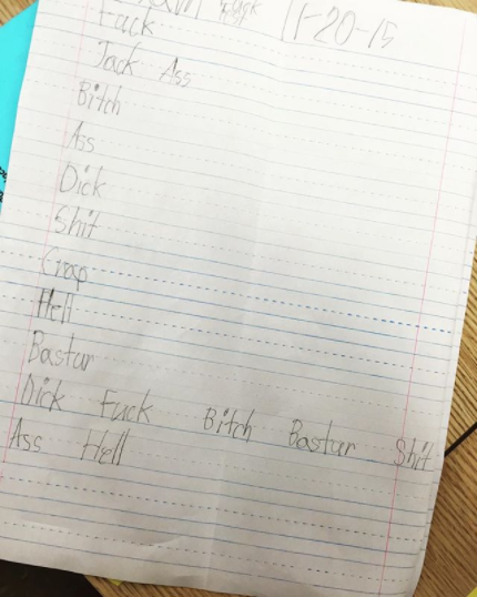 When this kid's vocabulary list was a LOT different than the teacher's.