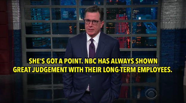 And Stephen Colbert came back with this jab at NBC...